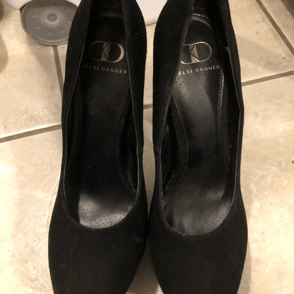 NEW Kelsi Dagger Real Suede Black Heels Size 8 - Picture 2 of 4